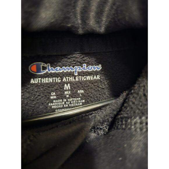 Champion Hoodie Men’s Medium – Black Pullover Script Logo Sweatshirt - Picture 3 of 6